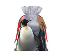 SDTYKHJ Christmas Gift Bags with Tags Christmas Drawstring Bag Funny Penguins Gift Wrapping Sacks Bags Cloth Pouches Personalized Xmas Candy Bag Reusable Party Favor Pouch Small