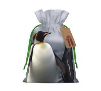 SDTYKHJ Christmas Gift Bags with Tags Christmas Drawstring Bag Funny Penguins Gift Wrapping Sacks Bags Cloth Pouches Personalized Xmas Candy Bag Reusable Party Favor Pouch Small