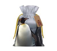 SDTYKHJ Christmas Gift Bags with Tags Christmas Drawstring Bag Funny Penguins Gift Wrapping Sacks Bags Cloth Pouches Personalized Xmas Candy Bag Reusable Party Favor Pouch Medium
