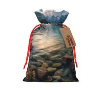 SDTYKHJ Christmas Gift Bags with Tags Christmas Drawstring Bag Glacier National Park Gift Wrapping Sacks Bags Cloth Pouches Personalized Xmas Candy Bag Reusable Party Favor Pouch Medium
