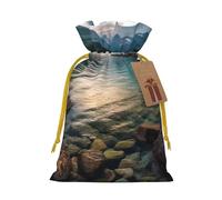 SDTYKHJ Christmas Gift Bags with Tags Christmas Drawstring Bag Glacier National Park Gift Wrapping Sacks Bags Cloth Pouches Personalized Xmas Candy Bag Reusable Party Favor Pouch Small
