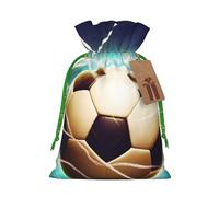 SDTYKHJ Christmas Gift Bags with Tags Christmas Drawstring Bag Goal Soccer Gift Wrapping Sacks Bags Cloth Pouches Personalized Xmas Candy Bag Reusable Party Favor Pouch Medium