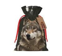 SDTYKHJ Christmas Gift Bags with Tags Christmas Drawstring Bag Gray wolf Gift Wrapping Sacks Bags Cloth Pouches Personalized Xmas Candy Bag Reusable Party Favor Pouch Small