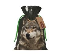 SDTYKHJ Christmas Gift Bags with Tags Christmas Drawstring Bag Gray wolf Gift Wrapping Sacks Bags Cloth Pouches Personalized Xmas Candy Bag Reusable Party Favor Pouch Small