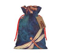 SDTYKHJ Christmas Gift Bags with Tags Christmas Drawstring Bag Hand Painted Dragonfly Gift Wrapping Sacks Bags Cloth Pouches Personalized Xmas Candy Bag Reusable Party Favor Pouch Medium