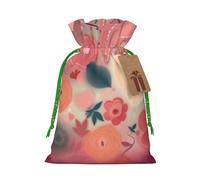 SDTYKHJ Christmas Gift Bags with Tags Christmas Drawstring Bag Hearts and flowers Gift Wrapping Sacks Bags Cloth Pouches Personalized Xmas Candy Bag Reusable Party Favor Pouch Medium