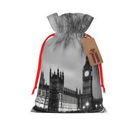 SDTYKHJ Christmas Gift Bags with Tags Christmas Drawstring Bag Houses of parliament Gift Wrapping Sacks Bags Cloth Pouches Personalized Xmas Candy Bag Reusable Party Favor Pouch Medium