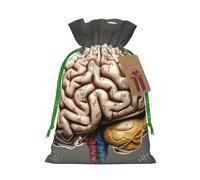 SDTYKHJ Christmas Gift Bags with Tags Christmas Drawstring Bag Human Brain Gift Wrapping Sacks Bags Cloth Pouches Personalized Xmas Candy Bag Reusable Party Favor Pouch Small