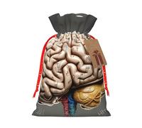 SDTYKHJ Christmas Gift Bags with Tags Christmas Drawstring Bag Human Brain Gift Wrapping Sacks Bags Cloth Pouches Personalized Xmas Candy Bag Reusable Party Favor Pouch Small