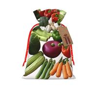 SDTYKHJ Christmas Gift Bags with Tags Christmas Drawstring Bag Introduction of Various Vegetables Gift Wrapping Sacks Bags Cloth Pouches Personalized Xmas Candy Bag Reusable Party Favor Pouch Small