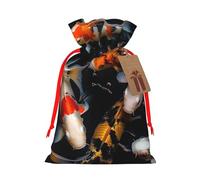 SDTYKHJ Christmas Gift Bags with Tags Christmas Drawstring Bag Japan Fancy Koi Carp Fishes Gift Wrapping Sacks Bags Cloth Pouches Personalized Xmas Candy Bag Reusable Party Favor Pouch Small