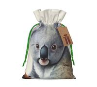 SDTYKHJ Christmas Gift Bags with Tags Christmas Drawstring Bag Koala and Butterfly Gift Wrapping Sacks Bags Cloth Pouches Personalized Xmas Candy Bag Reusable Party Favor Pouch Medium