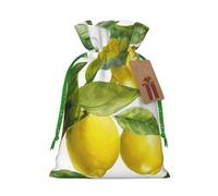 SDTYKHJ Christmas Gift Bags with Tags Christmas Drawstring Bag Lemon Branch Leaves Gift Wrapping Sacks Bags Cloth Pouches Personalized Xmas Candy Bag Reusable Party Favor Pouch Medium