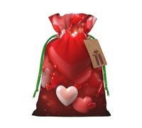 SDTYKHJ Christmas Gift Bags with Tags Christmas Drawstring Bag Love Hearts Gift Wrapping Sacks Bags Cloth Pouches Personalized Xmas Candy Bag Reusable Party Favor Pouch Medium