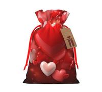 SDTYKHJ Christmas Gift Bags with Tags Christmas Drawstring Bag Love Hearts Gift Wrapping Sacks Bags Cloth Pouches Personalized Xmas Candy Bag Reusable Party Favor Pouch Medium