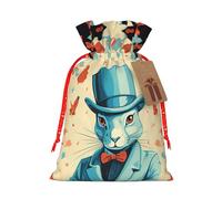 SDTYKHJ Christmas Gift Bags with Tags Christmas Drawstring Bag Magician rabbit Gift Wrapping Sacks Bags Cloth Pouches Personalized Xmas Candy Bag Reusable Party Favor Pouch Medium