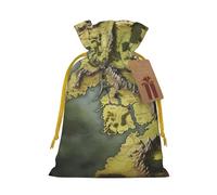 SDTYKHJ Christmas Gift Bags with Tags Christmas Drawstring Bag Middle Earth Map Gift Wrapping Sacks Bags Cloth Pouches Personalized Xmas Candy Bag Reusable Party Favor Pouch Small