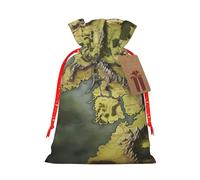 SDTYKHJ Christmas Gift Bags with Tags Christmas Drawstring Bag Middle Earth Map Gift Wrapping Sacks Bags Cloth Pouches Personalized Xmas Candy Bag Reusable Party Favor Pouch Small