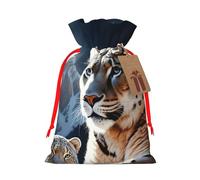 SDTYKHJ Christmas Gift Bags with Tags Christmas Drawstring Bag Mountain Lions Gift Wrapping Sacks Bags Cloth Pouches Personalized Xmas Candy Bag Reusable Party Favor Pouch Small