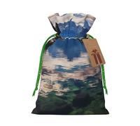 SDTYKHJ Christmas Gift Bags with Tags Christmas Drawstring Bag National park lake Gift Wrapping Sacks Bags Cloth Pouches Personalized Xmas Candy Bag Reusable Party Favor Pouch Medium
