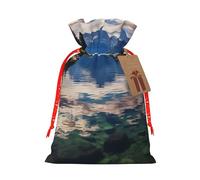 SDTYKHJ Christmas Gift Bags with Tags Christmas Drawstring Bag National park lake Gift Wrapping Sacks Bags Cloth Pouches Personalized Xmas Candy Bag Reusable Party Favor Pouch Small