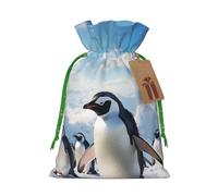 SDTYKHJ Christmas Gift Bags with Tags Christmas Drawstring Bag Penguins Gift Wrapping Sacks Bags Cloth Pouches Personalized Xmas Candy Bag Reusable Party Favor Pouch Medium