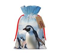SDTYKHJ Christmas Gift Bags with Tags Christmas Drawstring Bag Penguins Gift Wrapping Sacks Bags Cloth Pouches Personalized Xmas Candy Bag Reusable Party Favor Pouch Medium