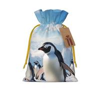 SDTYKHJ Christmas Gift Bags with Tags Christmas Drawstring Bag Penguins Gift Wrapping Sacks Bags Cloth Pouches Personalized Xmas Candy Bag Reusable Party Favor Pouch Small