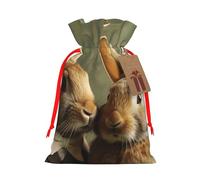 SDTYKHJ Christmas Gift Bags with Tags Christmas Drawstring Bag Rabbit Couple Gift Wrapping Sacks Bags Cloth Pouches Personalized Xmas Candy Bag Reusable Party Favor Pouch Small