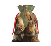 SDTYKHJ Christmas Gift Bags with Tags Christmas Drawstring Bag Rabbit Couple Gift Wrapping Sacks Bags Cloth Pouches Personalized Xmas Candy Bag Reusable Party Favor Pouch Small