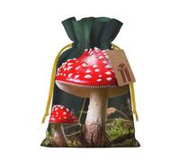SDTYKHJ Christmas Gift Bags with Tags Christmas Drawstring Bag Red And White Mushroom Gift Wrapping Sacks Bags Cloth Pouches Personalized Xmas Candy Bag Reusable Party Favor Pouch Medium