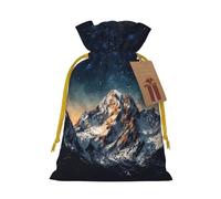 SDTYKHJ Christmas Gift Bags with Tags Christmas Drawstring Bag Starry Night The Mountains Gift Wrapping Sacks Bags Cloth Pouches Personalized Xmas Candy Bag Reusable Party Favor Pouch Medium