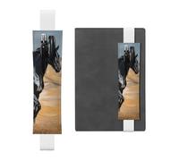 SDTYKHJ Elastic Band Pen Holder Leather Pencil Holder for Notebook Black Arabian Horse Pen Sleeve Pouch Adjustable Journal Pen Case Bookmark Fits for 8" to 10" Notebooks Planners Books White