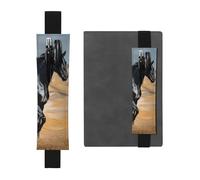 SDTYKHJ Elastic Band Pen Holder Leather Pencil Holder for Notebook Black Arabian Horse Pen Sleeve Pouch Adjustable Journal Pen Case Bookmark Fits for 8" to 10" Notebooks Planners Books Black