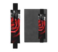 SDTYKHJ Elastic Band Pen Holder Leather Pencil Holder for Notebook Black White and Red Roses Pen Sleeve Pouch Adjustable Journal Pen Case Bookmark Fits for 8" to 10" Notebooks Planners Books Black