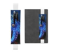 SDTYKHJ Elastic Band Pen Holder Leather Pencil Holder for Notebook Blue Octopus Pen Sleeve Pouch Adjustable Journal Pen Case Bookmark Fits for 8" to 10" Notebooks Planners Books White