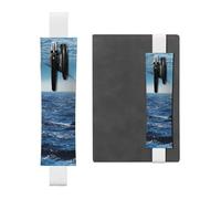 SDTYKHJ Elastic Band Pen Holder Leather Pencil Holder for Notebook Blue Sea Sailboat Pen Sleeve Pouch Adjustable Journal Pen Case Bookmark Fits for 8" to 10" Notebooks Planners Books White