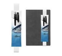 SDTYKHJ Elastic Band Pen Holder Leather Pencil Holder for Notebook Bluefin Tuna Thunnus Pen Sleeve Pouch Adjustable Journal Pen Case Bookmark Fits for 8" to 10" Notebooks Planners Books White
