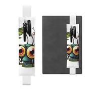 SDTYKHJ Elastic Band Pen Holder Leather Pencil Holder for Notebook Cartoon Insect Pen Sleeve Pouch Adjustable Journal Pen Case Bookmark Fits for 8" to 10" Notebooks Planners Books White