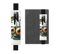 SDTYKHJ Elastic Band Pen Holder Leather Pencil Holder for Notebook Cartoon Insect Pen Sleeve Pouch Adjustable Journal Pen Case Bookmark Fits for 8" to 10" Notebooks Planners Books Black