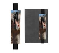 SDTYKHJ Elastic Band Pen Holder Leather Pencil Holder for Notebook Cute Ostrich Pen Sleeve Pouch Adjustable Journal Pen Case Bookmark Fits for 8" to 10" Notebooks Planners Books Black