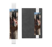SDTYKHJ Elastic Band Pen Holder Leather Pencil Holder for Notebook Cute Ostrich Pen Sleeve Pouch Adjustable Journal Pen Case Bookmark Fits for 8" to 10" Notebooks Planners Books White
