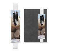 SDTYKHJ Elastic Band Pen Holder Leather Pencil Holder for Notebook cute polar bear animals Pen Sleeve Pouch Adjustable Journal Pen Case Bookmark Fits for 8" to 10" Notebooks Planners Books White