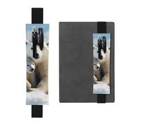SDTYKHJ Elastic Band Pen Holder Leather Pencil Holder for Notebook Cute Polar Bear Pen Sleeve Pouch Adjustable Journal Pen Case Bookmark Fits for 8" to 10" Notebooks Planners Books Black