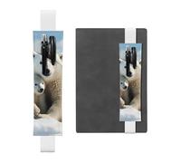 SDTYKHJ Elastic Band Pen Holder Leather Pencil Holder for Notebook Cute Polar Bear Pen Sleeve Pouch Adjustable Journal Pen Case Bookmark Fits for 8" to 10" Notebooks Planners Books White