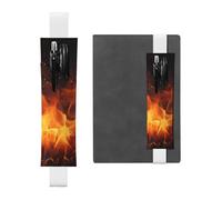 SDTYKHJ Elastic Band Pen Holder Leather Pencil Holder for Notebook Dancing Fire Pen Sleeve Pouch Adjustable Journal Pen Case Bookmark Fits for 8" to 10" Notebooks Planners Books White