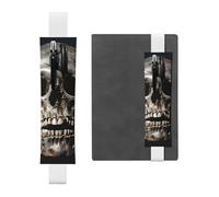 SDTYKHJ Elastic Band Pen Holder Leather Pencil Holder for Notebook Death Skull Pen Sleeve Pouch Adjustable Journal Pen Case Bookmark Fits for 8" to 10" Notebooks Planners Books White
