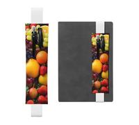 SDTYKHJ Elastic Band Pen Holder Leather Pencil Holder for Notebook Fresh Fruits Pen Sleeve Pouch Adjustable Journal Pen Case Bookmark Fits for 8" to 10" Notebooks Planners Books White