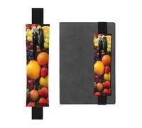 SDTYKHJ Elastic Band Pen Holder Leather Pencil Holder for Notebook Fresh Fruits Pen Sleeve Pouch Adjustable Journal Pen Case Bookmark Fits for 8" to 10" Notebooks Planners Books Black