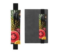 SDTYKHJ Elastic Band Pen Holder Leather Pencil Holder for Notebook Fresh Juicy Fruits Pen Sleeve Pouch Adjustable Journal Pen Case Bookmark Fits for 8" to 10" Notebooks Planners Books Black